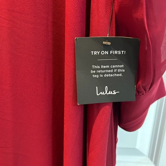 Burgundy Long Sleeve Backless Maxi Dress with tag - Picture 2 of 6